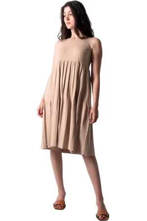 Max Mara Sukienki, Kobieta, Beżowy, S, Beżowa sukienka dzianinowa