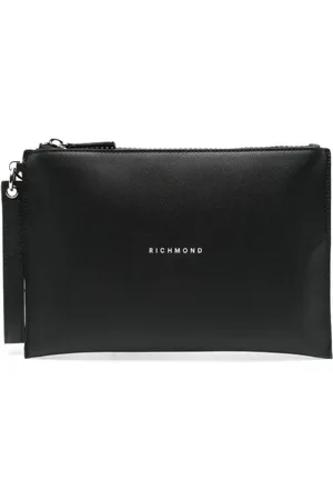 John Richmond Torebki, Mężczyzna, Czarny, ONE SIZE, Czarna Torba z Górnym Zamkiem na Rękę