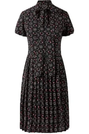 Emporio Armani Sukienki, Kobieta, Czarny, M, Koronkowa Sukienka Kwiaty Krótkie Rękawy