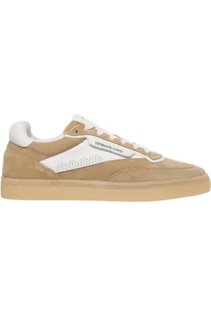 Copenhagen Shoes Buty, Mężczyzna, Beżowy, 44 EU, Zamsz, Beżowe Skórzane Sneakersy z Dzianinowymi Szczegółami