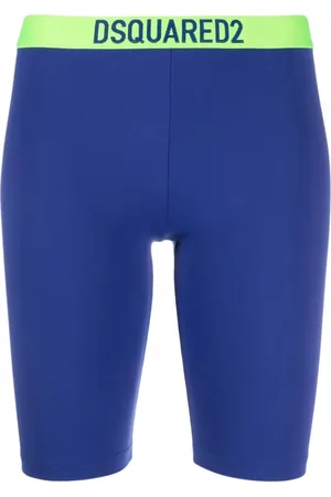 Dsquared2 Sport, Kobieta, Niebieski, M, Nylon, Kolarki z logo w pasie