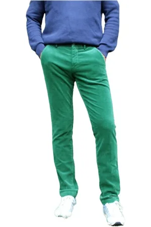 Masons Spodnie, Mężczyzna, Zielony, XL, Bawełna, Spodnie Chino Slim Fit z Bawełny Welurowej