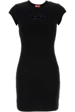 Diesel Sukienki, Kobieta, Czarny, XS, Bawełna, Sukienka D-Angiel