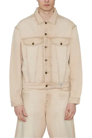 Guess Kurtki, Mężczyzna, Beżowy, L, Denim, Kurtka jeansowa