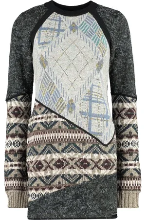 Marine Serre Sukienki, Kobieta, Wielobarwność, M, Patchwork Mini Sukienka z Motywem Jacquard