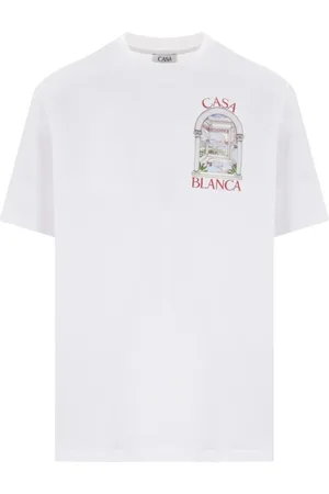 Casablanca Koszulki, Mężczyzna, Biały, M, Bawełna, Biała bawełniana koszulka