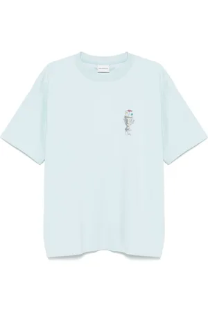 Drôle de Monsieur Koszulki, Mężczyzna, Niebieski, M, Bawełna, T-shirt z krótkim rękawem i okrągłym dekoltem
