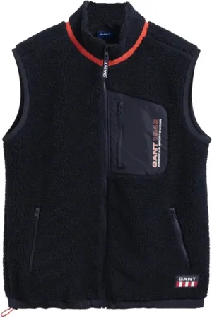 GANT Kurtki, Mężczyzna, Niebieski, M, Poliester, Sherpa Fleece Bezrękawnik