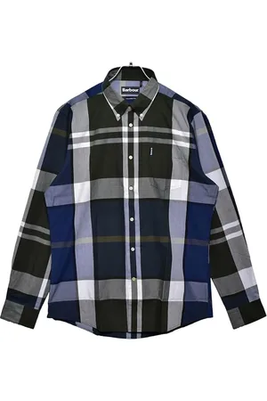 Barbour Koszule, Mężczyzna, Wielobarwność, L, Bawełna, Koszula w Kratę Dopasowana Szałwia Styl Msh 4895