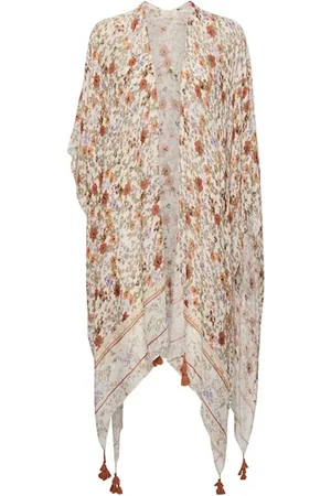 Cream Kurtki, Kobieta, Wielobarwność, ONE SIZE, Wielobarwny Kwiatowy Kimono Bluzka z Chwostami