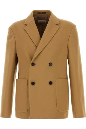 DRIES VAN NOTEN Kurtki, Mężczyzna, brązowy, M, Len, Camel Wool Blend Blazer
