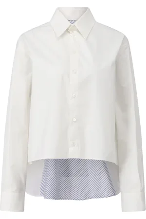 Maison Margiela Bluzki, Kobieta, Biały, M, Bawełna, Koszula z paskowanymi wstawkami