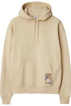 Burberry Bluzy, Mężczyzna, Beżowy, S, Bawełna, Beżowa bluza z kapturem i sznurkiem