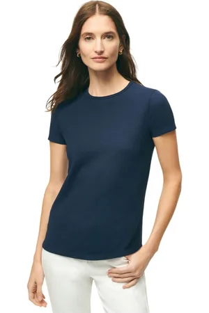 Brooks Brothers Koszulki, Kobieta, Niebieski, L, Bawełna, Bawełniany T-shirt Pique Stretch Supima