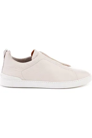 Ermenegildo Zegna Buty, Mężczyzna, Beżowy, 43 EU, Skóra, Ivory Low Top Triple Stitch™ Leather Sneakers