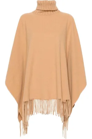Fabiana Filippi Kurtki, Kobieta, brązowy, ONE SIZE, Kaszmir, Camel Knitted Cape Jacket