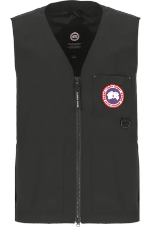 Canada Goose Kurtki, Mężczyzna, Czarny, L, Czarna Kamizelka Swetrowa Bez Rękawów z Dekoltem V