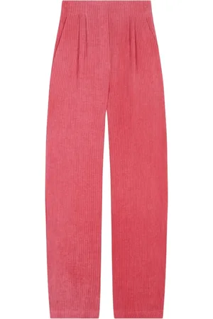 Cortana Spodnie, Kobieta, Różowy, 2XL, Len, Lniane spodnie z wysokim stanem Lupe