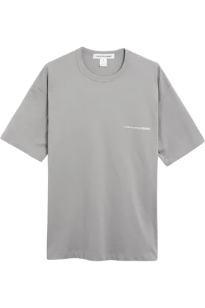 Comme des Garçons Koszulki, Mężczyzna, Szary, S, Bawełna, Logo T-Shirt Dzianinowy Krój Oversize