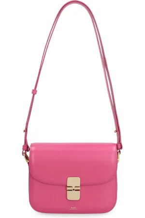 A.P.C. Torebki, Kobieta, Różowy, ONE SIZE, Bawełna, Skórzana torebka crossbody z klapką