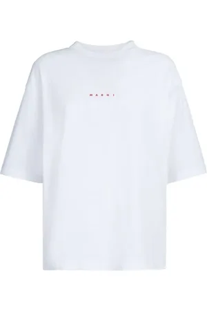 Marni Koszulki, Kobieta, Biały, 3XS, Bawełna, T-shirt bawełniany z nadrukiem logo