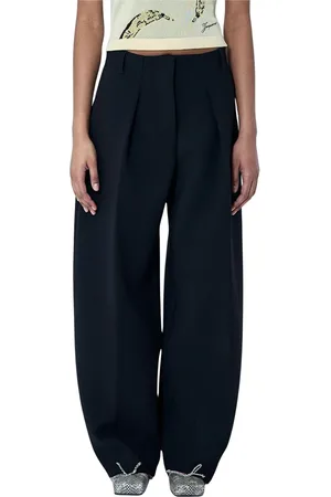 Jacquemus Spodnie, Kobieta, Czarny, M, Sculptural Bawełniane Spodnie Ovalo