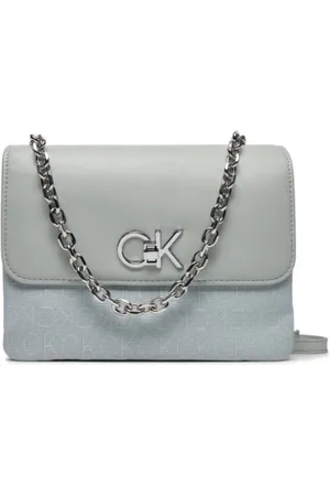 Calvin Klein Torebki, Kobieta, Zielony, ONE SIZE, Skóra, Torebka z podwójnym klinem