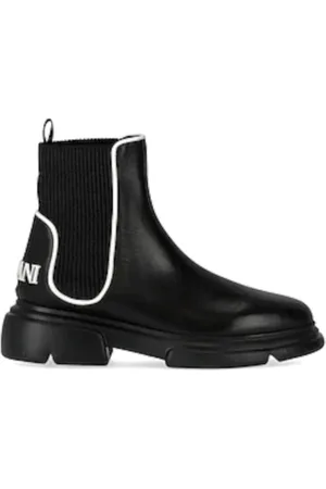 Emporio Armani Buty, Kobieta, Czarny, 39 EU, Skóra, Botki Chelsea z elastyczną wstawką i wytłoczonym logo