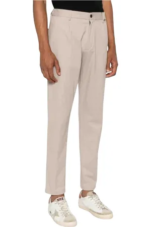 Calvin Klein Spodnie, Mężczyzna, Beżowy, W33 L32, Nowoczesne spodnie z diagonalu z zakładkami i zwężanymi nogawkami