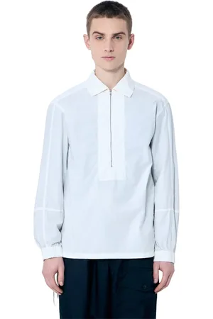 DRIES VAN NOTEN Koszule, Mężczyzna, Biały, S, Bawełna, Bawełniana koszula zapinana na zamek