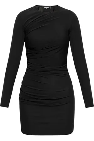 Dsquared2 Sukienki, Kobieta, Czarny, S, Czarna Sukienka Mini z Długim Rękawem
