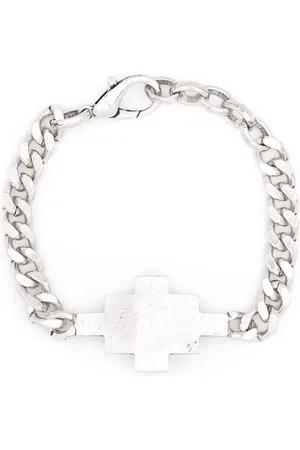 MARCELO BURLON Akcesoria, Mężczyzna, Szary, ONE SIZE, Srebrna bransoletka choker z krzyżykiem