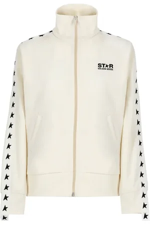 Golden Goose Bluzy, Kobieta, Biały, S, Ivory Sweter z Wysokim Kołnierzem i Zameczkiem