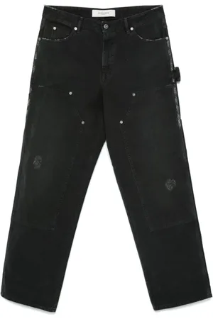 Golden Goose Jeansy, Mężczyzna, Czarny, S, Bawełna, Czarne jeansy z efektem znoszenia w klasycznym stylu