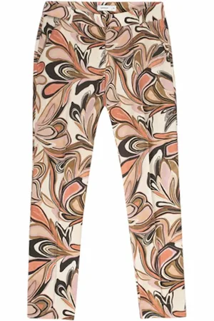 Summum Woman Spodnie, Kobieta, Wielobarwność, M, Skóra, Eleganckie skórzane spodnie w kwiaty