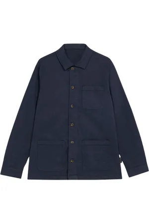 Brooks Brothers Kurtki, Mężczyzna, Niebieski, M, Bawełna, Granatowa kurtka koszulowa farbowana w masie