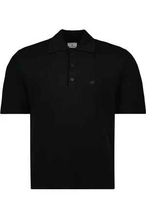 Courrèges Koszulki, Mężczyzna, Czarny, S, Prążkowana Koszulka Polo z Dzianiny