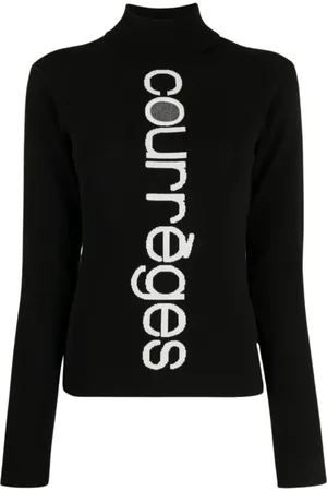 Courrèges Swetry, Kobieta, Czarny, XS, Sweter z wysokim golfem z intarsją