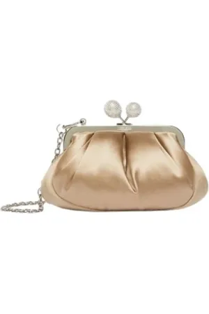 Max Mara Torebki, Kobieta, Beżowy, ONE SIZE, Bawełna, Beżowa kopertówka Emmy ze strasem