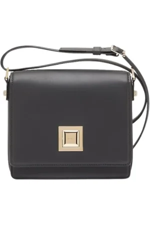 Max Mara Torebki, Kobieta, Czarny, ONE SIZE, Skóra, Kwadratowa skórzana torba crossbody