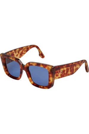 Victoria Beckham Akcesoria, Kobieta, brązowy, ONE SIZE, Len, Kwadratowe Oversized Okulary Przeciwsłoneczne z Acetat