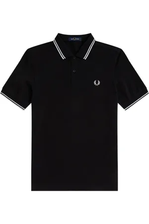 Fred Perry Koszulki, Mężczyzna, Czarny, L, Bawełna, Polo Slim Fit z Podwójnym Paskiem