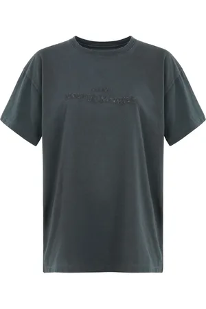 Maison Margiela Koszulki, Mężczyzna, Szary, S, Bawełna, Bawełniany T-shirt z Haftem