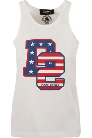 Dsquared2 Koszulki, Kobieta, Biały, S, Bawełna, Logo Print Tank Top