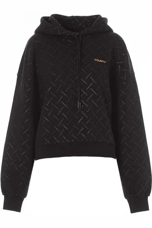 MARCELO BURLON Bluzy, Kobieta, Czarny, M, Bawełna, Polarowa Bluza z Kapturem