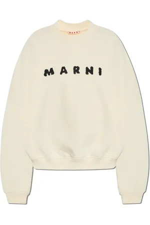 Marni Bluzy, Kobieta, Beżowy, XS, Bawełna, Bluza z logo