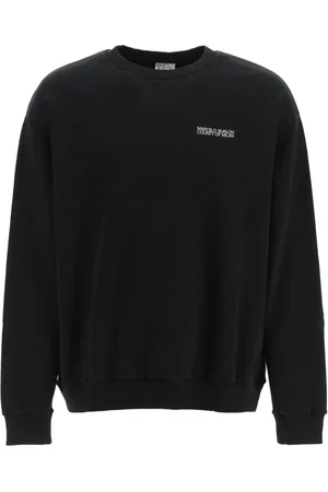 MARCELO BURLON Bluzy, Mężczyzna, Czarny, L, Bawełna, Bluza z logo i prążkowanymi wykończeniami