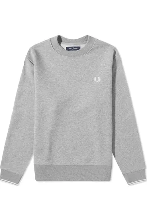 Fred Perry Bluzy, Mężczyzna, Szary, XL, Bawełna, Bluza z okrągłym dekoltem z tkaniny bouclé