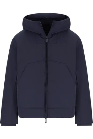 Emporio Armani Kurtki, Mężczyzna, Niebieski, S, Poliester, Kurtka puchowa z kapturem