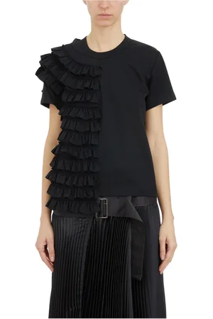 Comme des Garçons Koszulki, Kobieta, Czarny, S, Koszulka z falbankami